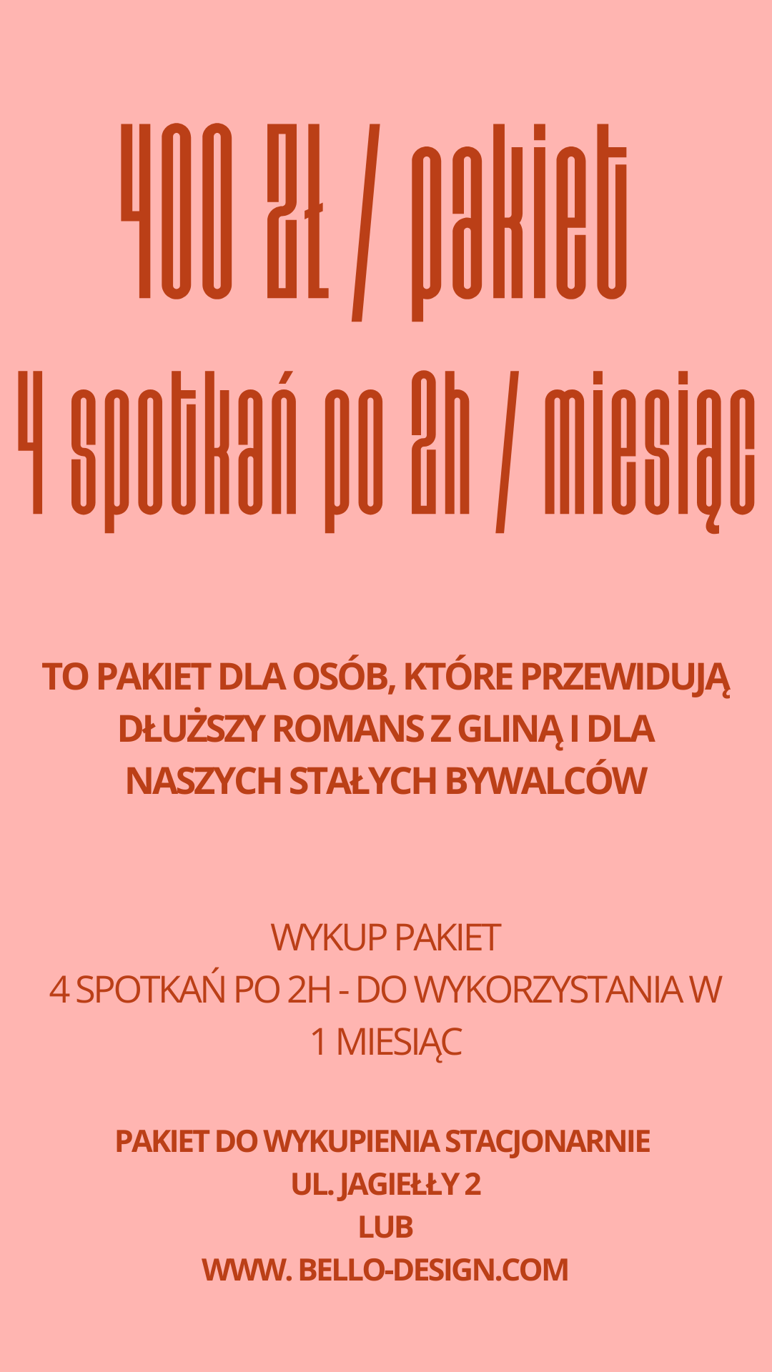 CERAMIKA NA GODZINY - PAKIET 4 SPOTKAŃ W MIESIĄCU